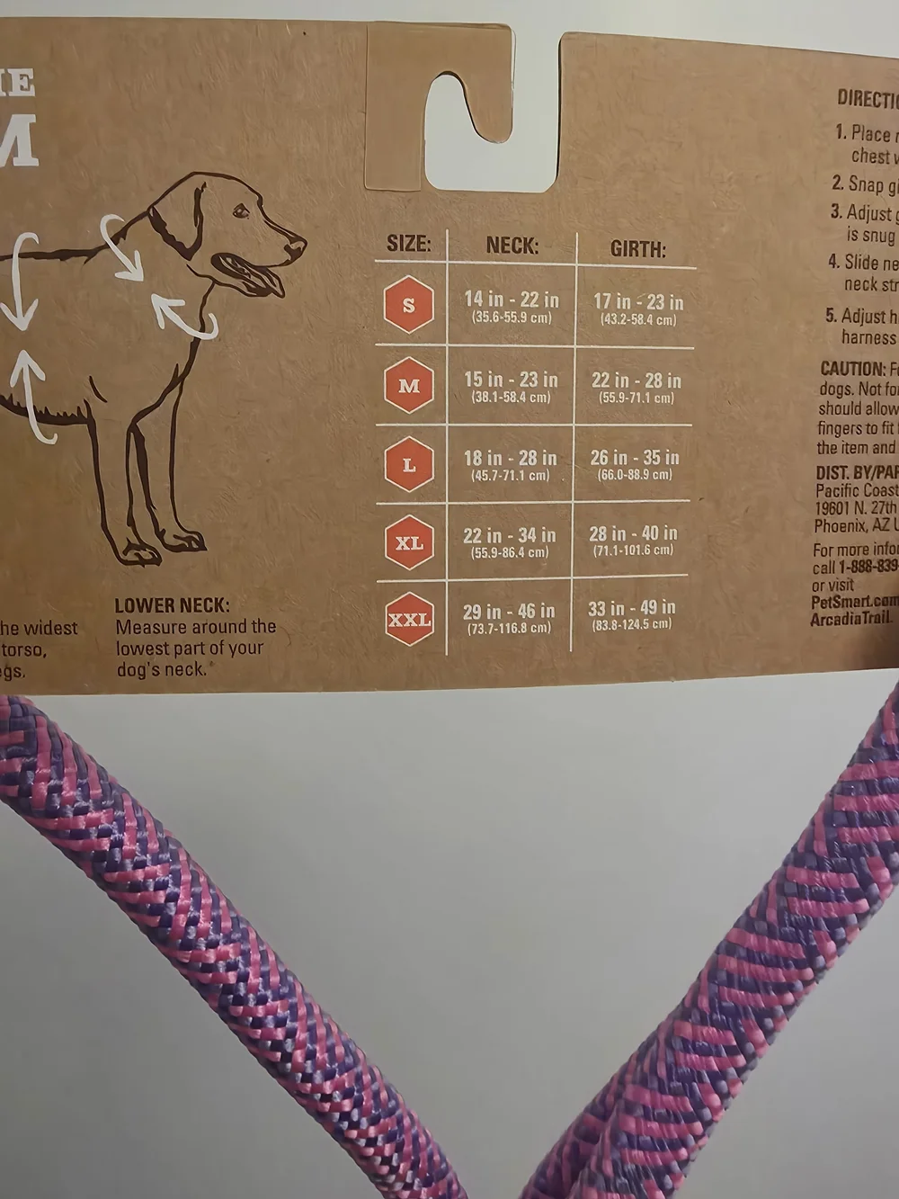 Arcadia Purple and Pink Rope Dog Harness - Adjustable Nylon Straps